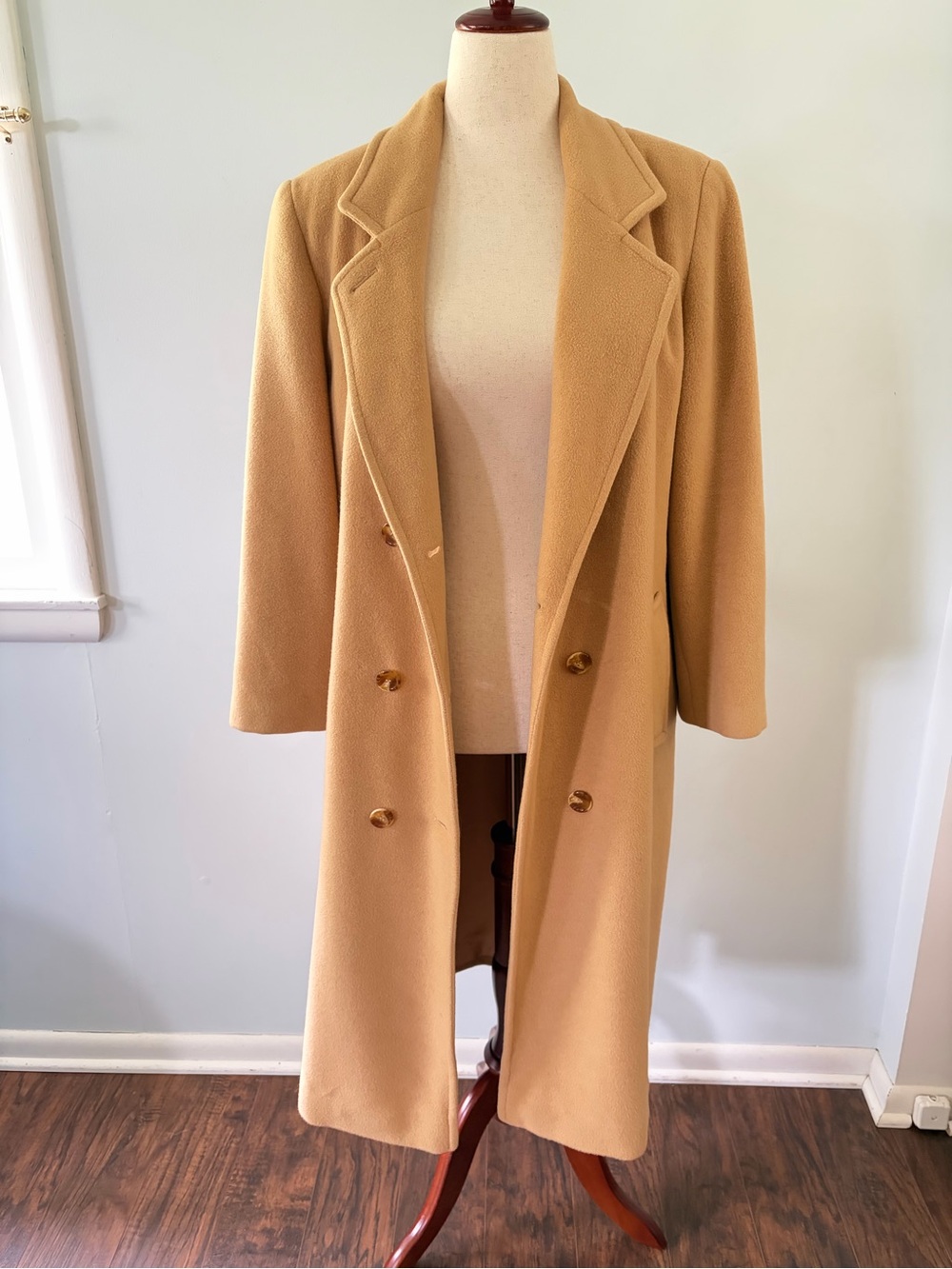 Vintage Camel Hair Marvin Richards Midi Maxi Long Trench Pea Coat